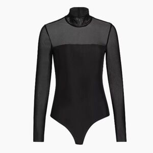 Commando Chic Mesh Mock Turtleneck Bodysuit Small